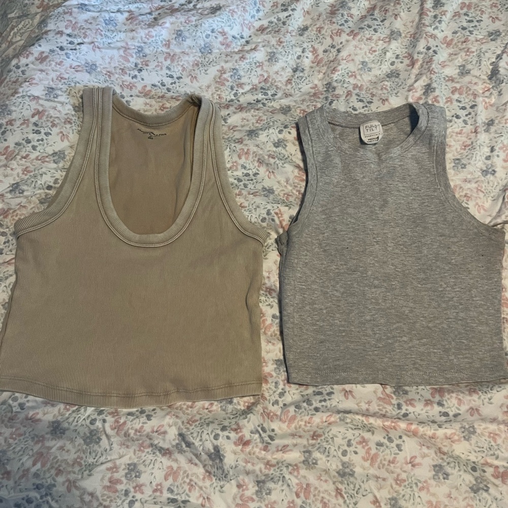 Gray and Tan Women's Tank Tops